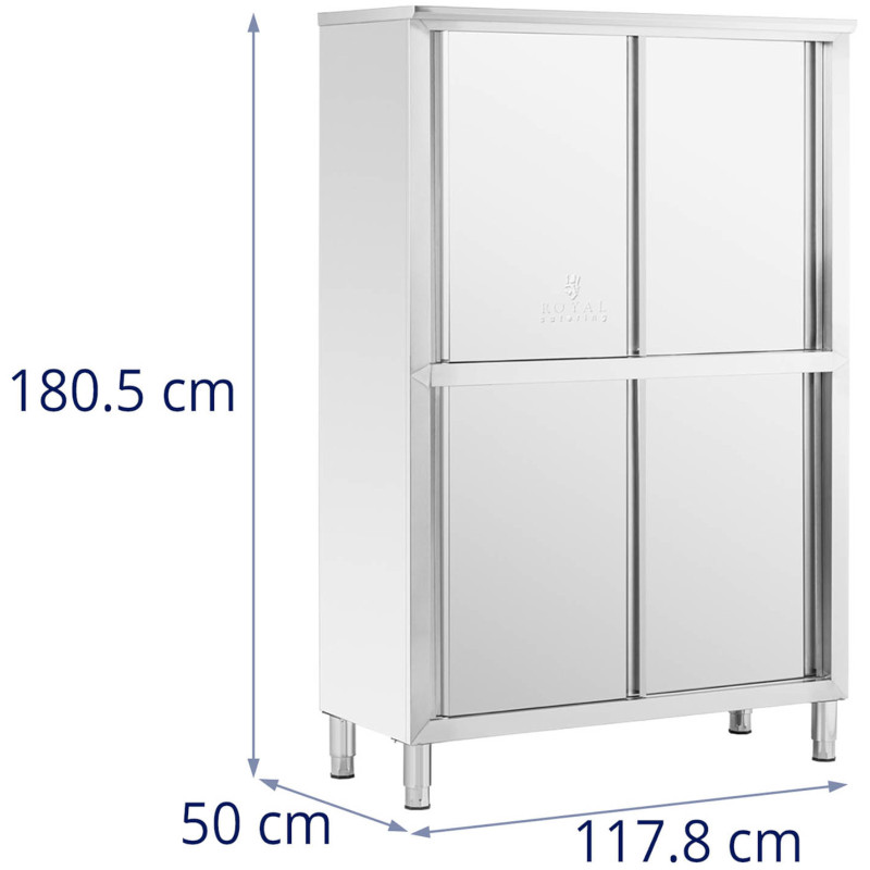 Nerūdijančio plieno gastronominė spinta su stumdomomis durimis 180x118x50cm