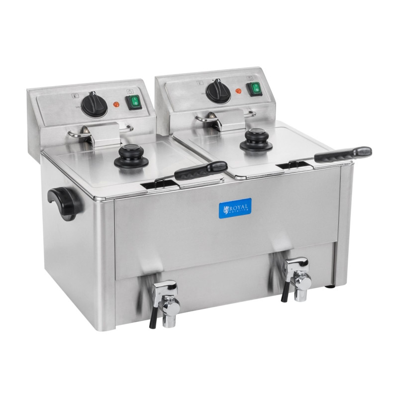 Dviguba elektrinė gruzdintuvė su išleidimo čiaupais termostatu EGO 2x8L