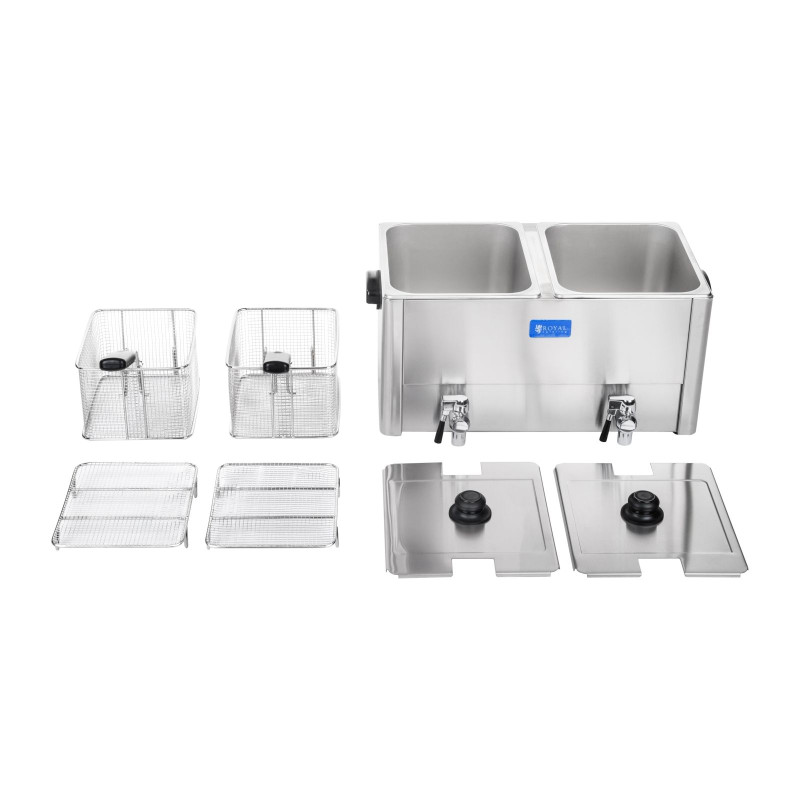 Dviguba elektrinė gruzdintuvė su išleidimo čiaupais termostatu EGO 2x8L