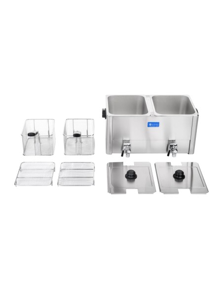 Dviguba elektrinė gruzdintuvė su išleidimo čiaupais termostatu EGO 2x8L