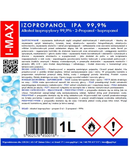 Izopropilo alkoholis Izopropanolis IPA I-MAX 99,9% 1L Izopropilo alkoholis Izopropanolis IPA I-MAX 99,9% 1L