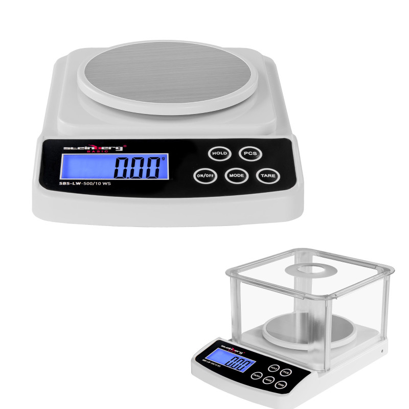 Tikslios laboratorinės svarstyklės SBS-LW-500/10 WS iki 500g / 0,01g