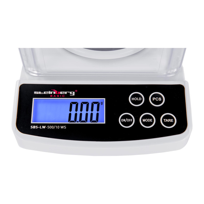 Tikslios laboratorinės svarstyklės SBS-LW-500/10 WS iki 500g / 0,01g