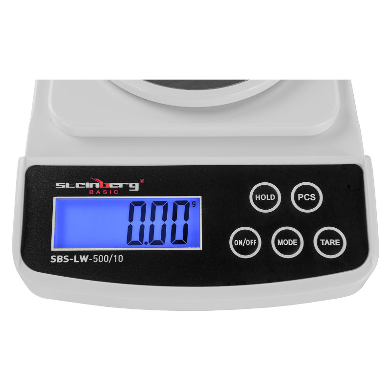Tikslios laboratorinės svarstyklės SBS-LW-500/10 iki 600g / 0,01g