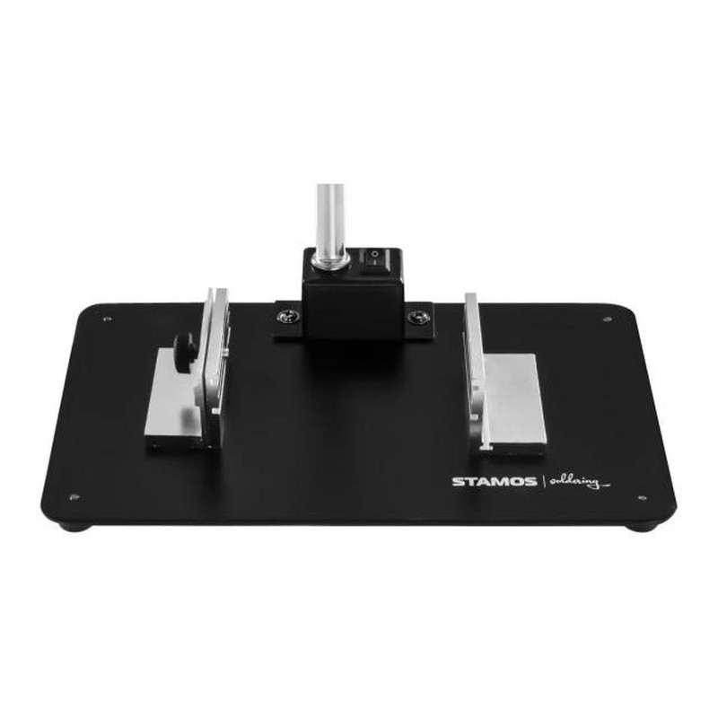 Bešešėlis LED stalinis šviestuvas su 5x/10x padidinamuoju stiklu ir PCB laikikliu