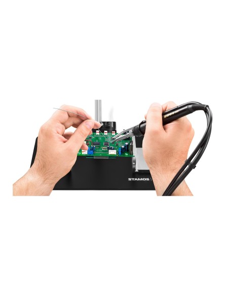 Bešešėlis LED stalinis šviestuvas su 5x/10x padidinamuoju stiklu ir PCB laikikliu Bešešėlis LED stalinis šviestuvas su 5x/10x padidinamuoju stiklu ir PCB laikikliu
