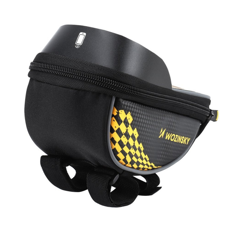 Dviračio vairo krepšys 1 l telefono dangtelis juodas