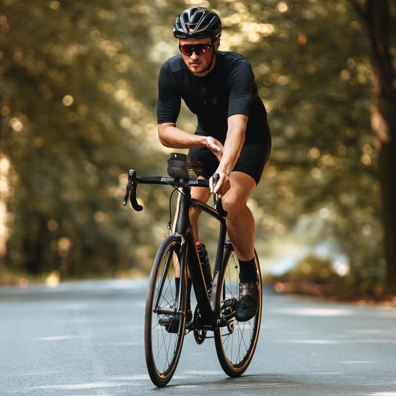 Dviračio vairo krepšys 1 l telefono dangtelis juodas