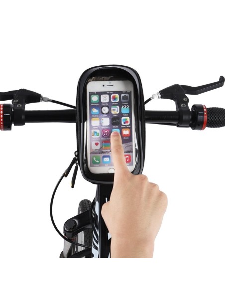 Dviračio vairo krepšys 1 l telefono dangtelis juodas