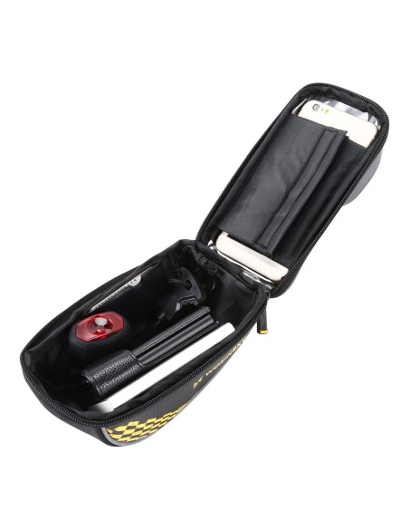 Dviračio vairo krepšys 1 l telefono dangtelis juodas