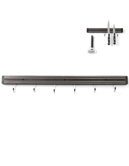 Magnetinė juostelė peiliams su kabliukais, ilgis 600 mm - Hendi 820407 Magnetinė juostelė peiliams su kabliukais, ilgis 600 mm - Hendi 820407