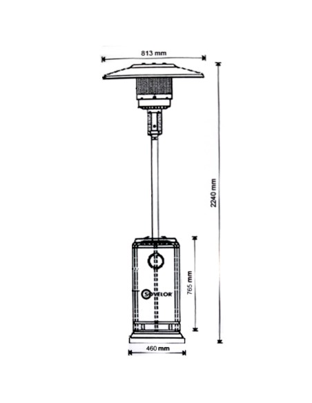 Dujinio šildymo lempa ETNA STAINLESS STAINLESS Skėtis PB LPG dujoms Dujinio šildymo lempa ETNA STAINLESS STAINLESS Skėtis PB LPG dujoms