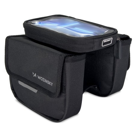 Dviračio rėmo krepšys dviračio krepšys vandeniui atsparus telefono dėklas 1,5l juodas