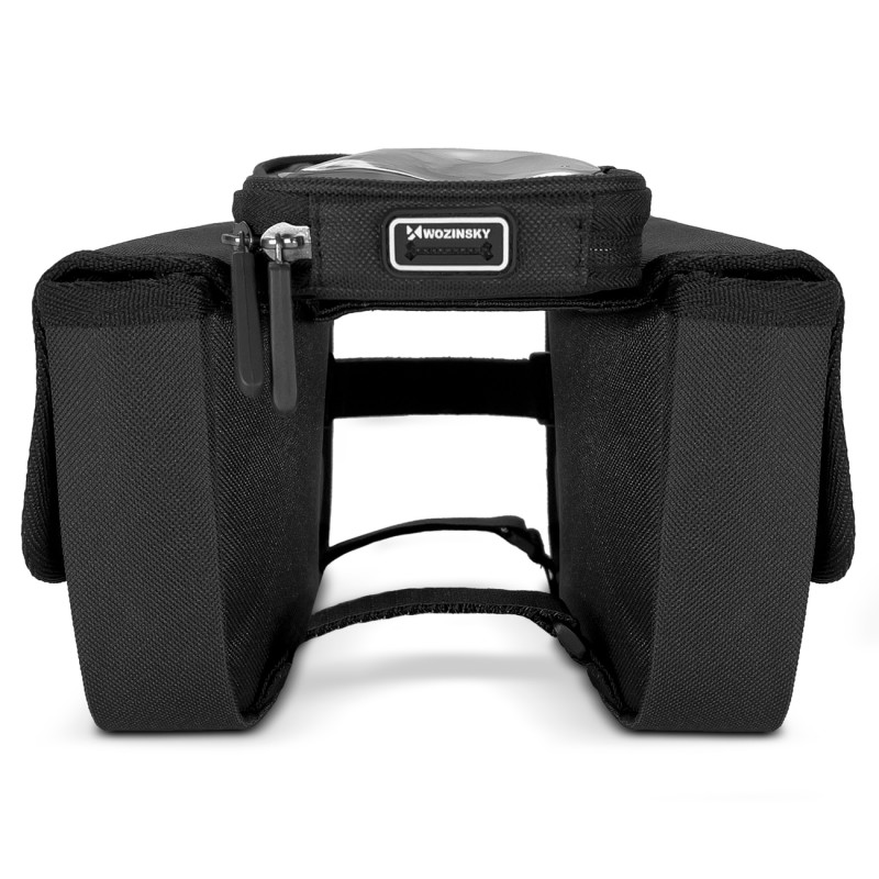 Dviračio rėmo krepšys dviračio krepšys vandeniui atsparus telefono dėklas 1,5l juodas