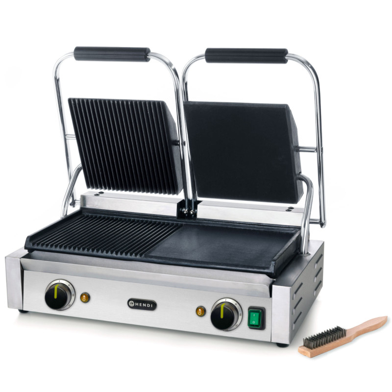 Kontaktinis grilis su dvigubu grioveliu lygiu 3600W - Hendi 263907 Kontaktinis grilis su dvigubu grioveliu lygiu 3600W - Hendi 263907