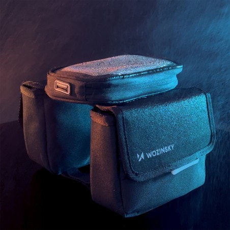 Dviračio rėmo krepšys dviračio krepšys vandeniui atsparus telefono dėklas 1,5l juodas