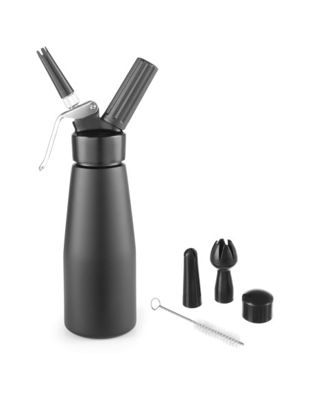 N2O Kitchen Line plaktos grietinėlės sifonų rinkinys + 3 purkštukai 0,5L - juodas - HENDI 588420 N2O Kitchen Line plaktos grietinėlės sifonų rinkinys + 3 purkštukai 0,5L - juodas - HENDI 588420