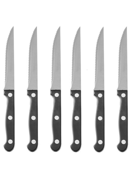 Dantytas nerūdijančio plieno kepsnių peilis, ilgis 215 mm, rinkinyje 6 vnt - Hendi 781449