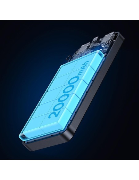 Powerbank 20000mAh 15W kabelis USB-C laidas juodas