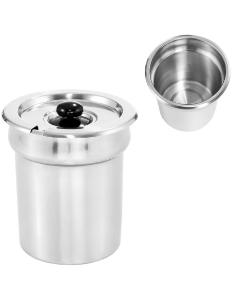 Plieninis puodo įdėklas su dangteliu sriubos šildytuvo bain marie 3,8L Plieninis puodo įdėklas su dangteliu sriubos šildytuvo bain marie 3,8L