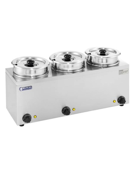 Bain-marie elektrinis sriubos šildytuvas 450W 230V 3 x 3,8L Bain-marie elektrinis sriubos šildytuvas 450W 230V 3 x 3,8L