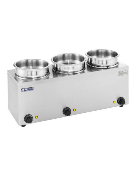 Bain-marie elektrinis sriubos šildytuvas 450W 230V 3 x 3,8L Bain-marie elektrinis sriubos šildytuvas 450W 230V 3 x 3,8L