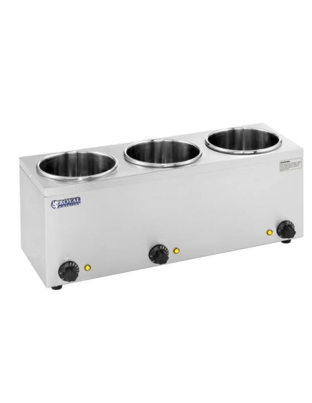 Bain-marie elektrinis sriubos šildytuvas 450W 230V 3 x 3,8L Bain-marie elektrinis sriubos šildytuvas 450W 230V 3 x 3,8L