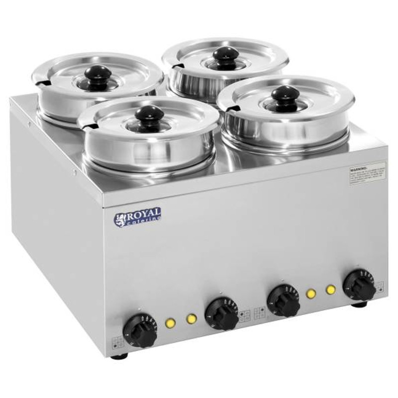 Bain marie elektrinis sriubos šildytuvas 600W 230V 4 x 3,8L Bain marie elektrinis sriubos šildytuvas 600W 230V 4 x 3,8L