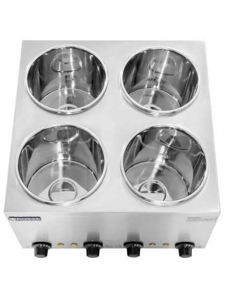 Bain marie elektrinis sriubos šildytuvas 600W 230V 4 x 3,8L Bain marie elektrinis sriubos šildytuvas 600W 230V 4 x 3,8L