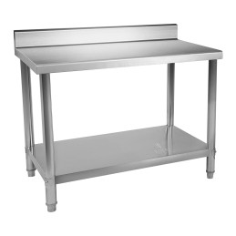 Stalo virtuvės stalviršis su apvadu ir lentyna Nerūdijantis plienas 120x70cm