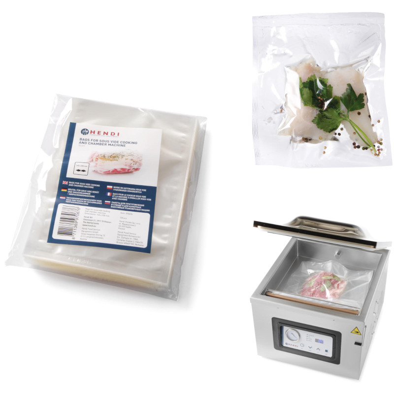 Maišeliai Sous vide virimo ir kamerinėms vakuuminėms pakavimo mašinoms 200x300mm 100vnt. Maišeliai Sous vide virimo ir kamerinėms vakuuminėms pakavimo mašinoms 200x300mm 100vnt.