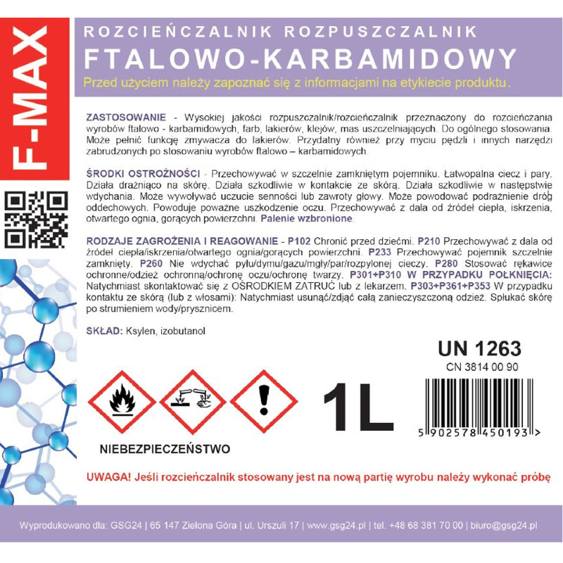 Ftalio karbamido skiediklis dažams ir lakams F-MAX 1L