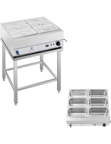Bain marie vandens šildytuvas ant plieninio pagrindo 6 x GN 1/3 2000W 230V Bain marie vandens šildytuvas ant plieninio pagrindo 6 x GN 1/3 2000W 230V