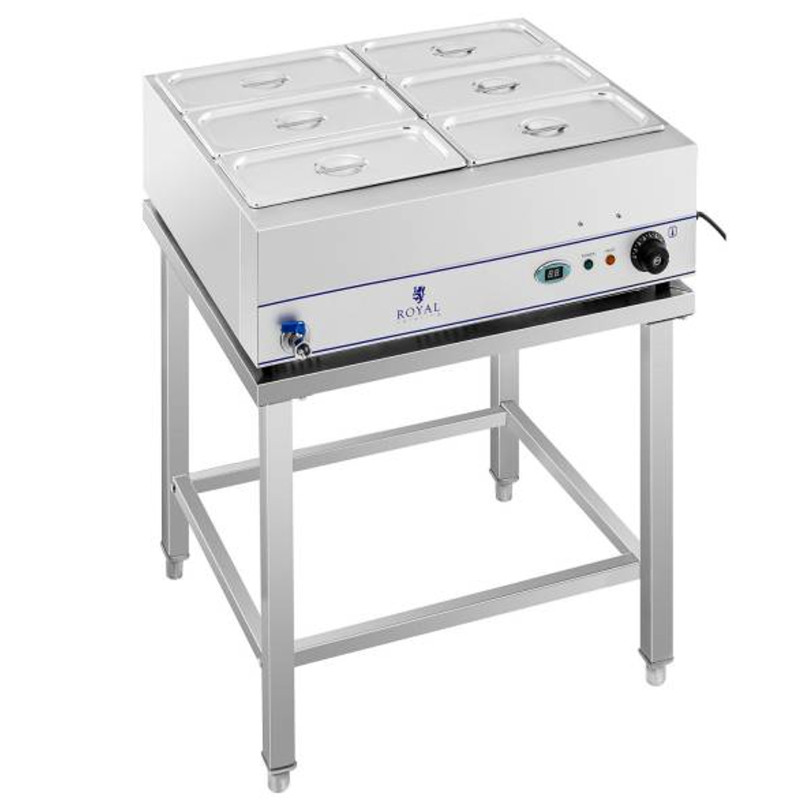 Bain marie vandens šildytuvas ant plieninio pagrindo 6 x GN 1/3 2000W 230V