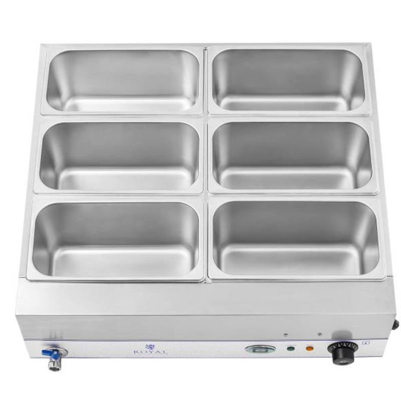Bain marie vandens šildytuvas ant plieninio pagrindo 6 x GN 1/3 2000W 230V