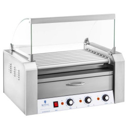 Ritininis ritininis grilis su dangteliu ir kaitinimo stalčiumi bandelėms 16 dešrelių HotDog 2200W 230V Royal Catering