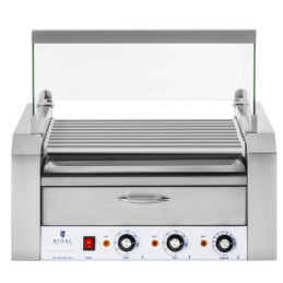 Ritininis ritininis grilis su dangteliu ir kaitinimo stalčiumi bandelėms 16 dešrelių HotDog 2200W 230V Royal Catering