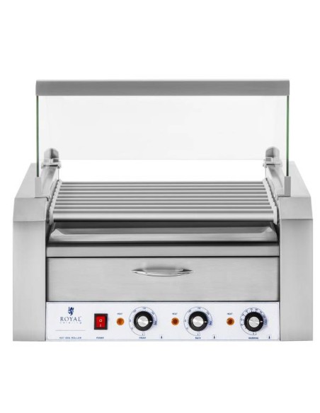 Ritininis ritininis grilis su dangteliu ir kaitinimo stalčiumi bandelėms 16 dešrelių HotDog 2200W 230V Royal Catering Ritininis ritininis grilis su dangteliu ir kaitinimo stalčiumi bandelėms 16 dešrelių HotDog 2200W 230V Royal Catering