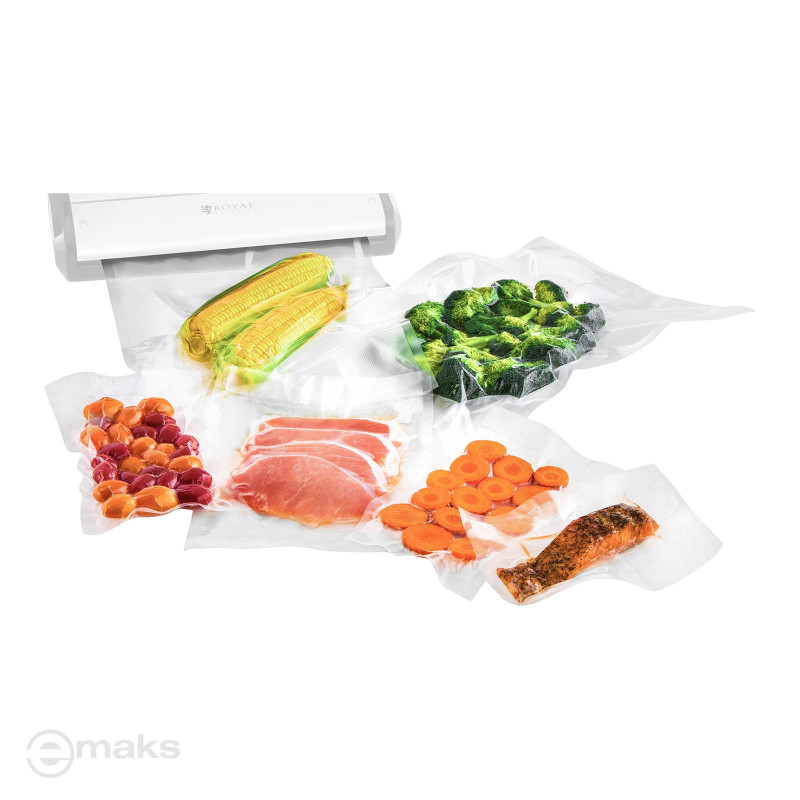 Riektuoti vakuuminiai maišeliai vakuuminio pakavimo mašinai 20 x 30 cm 100 vnt Royal Catering LFGB ir FDA sertifikatas