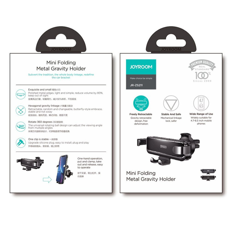 Gravitacinis telefono automobilinis laikiklis orlaidei juodas