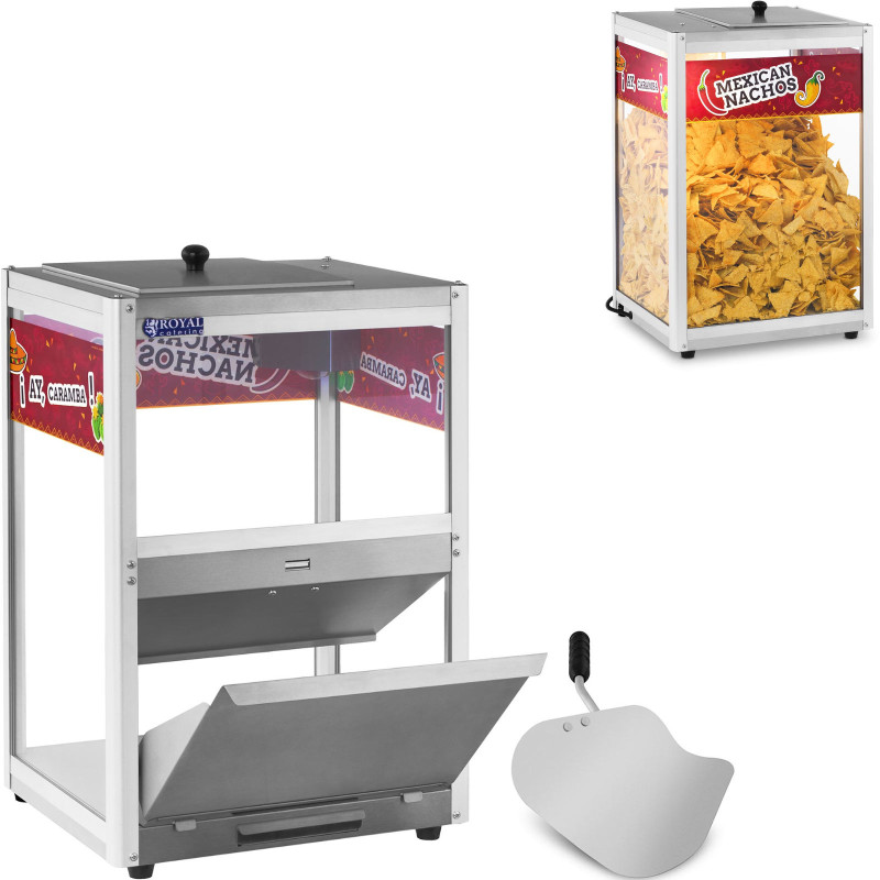 Šildytuvo vitrina nachos žemės riešutų spragėsiams + kaušelis Šildytuvo vitrina nachos žemės riešutų spragėsiams + kaušelis