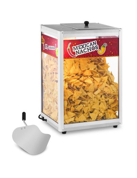 Šildytuvo vitrina nachos žemės riešutų spragėsiams + kaušelis Šildytuvo vitrina nachos žemės riešutų spragėsiams + kaušelis