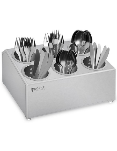 Stalo įrankių padėklas su 6 įdėklais šakėms šaukštai peiliai nerūdijantis plienas Royal Catering Stalo įrankių padėklas su 6 įdėklais šakėms šaukštai peiliai nerūdijantis plienas Royal Catering