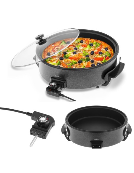 Tefloninė bekoninė picos keptuvė 40cm 1400W Bredeco daugiapakopė