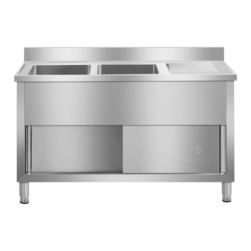Pramoninė virtuvės kriauklė, 2 indų, ant 140cm pagrindo Royal Catering