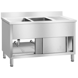 Pramoninė virtuvės kriauklė, 2 indų, ant 140cm pagrindo Royal Catering