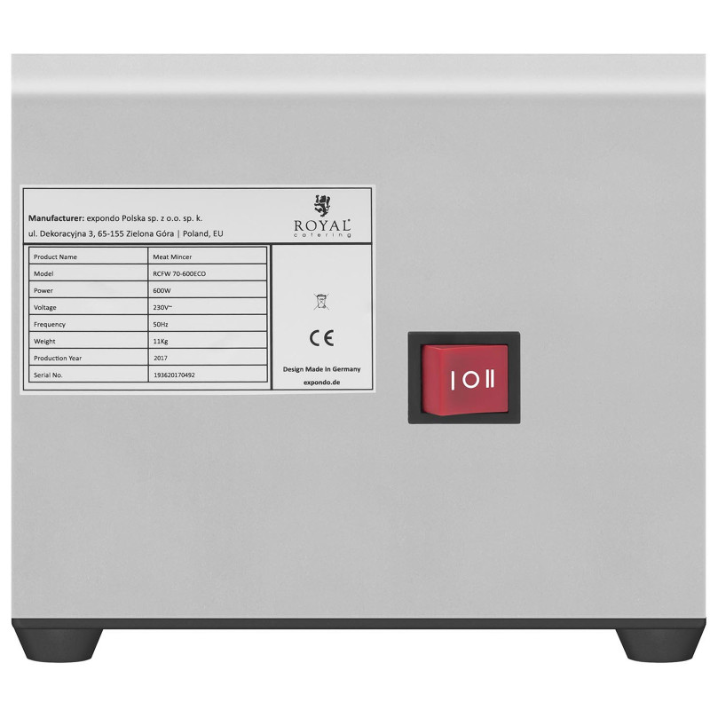 Profesionali mėsmalė 70 kg/h 230V Royal Catering RCFW 70-600ECO