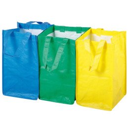 Patvarūs atliekų rūšiavimo maišai RINKINYS 3vnt x 21L