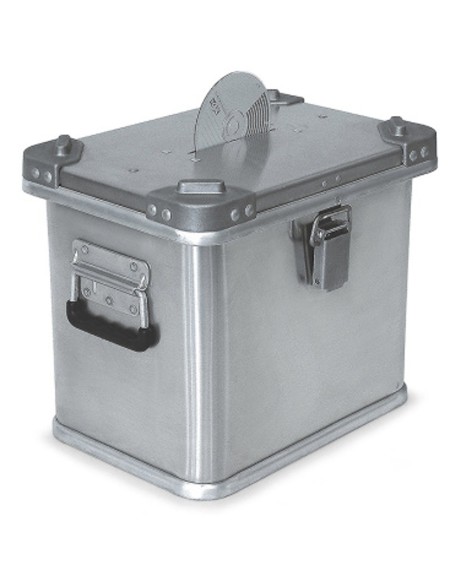 Saugi konteinerių transportavimo dėžė sunaikinti CD DVD diskams, sustiprinta aliuminiu 27L