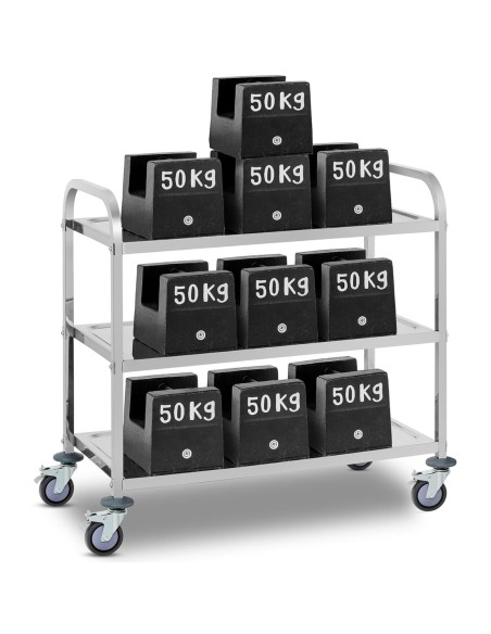 3 lentynų maitinimo vežimėlis iki 150kg pagamintas iš nerūdijančio plieno Royal Catering RCSW 3A 3 lentynų maitinimo vežimėlis iki 150kg pagamintas iš nerūdijančio plieno Royal Catering RCSW 3A